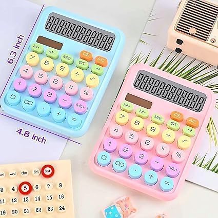 Colorful Solar Calculator Dual Power Large LCD Display 12 Digit