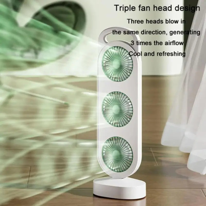 Triple Head USB Desktop Fan – 3-in-1 Portable Cooling Fan | Adjustable 3-Speed | Quiet Personal Fan for Home & Office