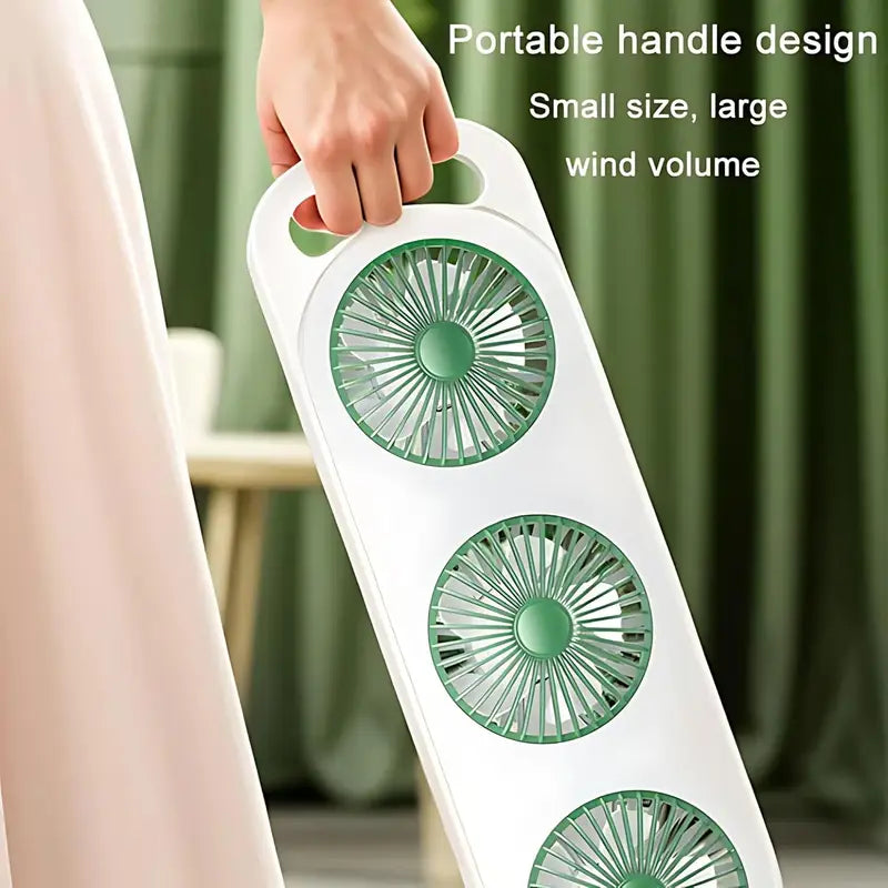 Triple Head USB Desktop Fan – 3-in-1 Portable Cooling Fan | Adjustable 3-Speed | Quiet Personal Fan for Home & Office
