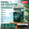 Portable Air Cooler Fan with Mist Humidifier – USB Rechargeable Mini Air Conditioner | 3 Speed Cooling | 7 Color LED Night Light