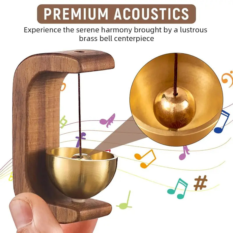 Premium Brass Meditation Bell with Wooden Stand | Handmade Hanging Mindfulness Bell for Yoga, Meditation, Home Décor & Relaxation