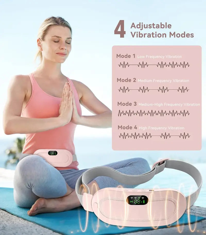 Smart Heating Massage Belt for Back Pain & Menstrual Cramp Relief | Rechargeable Electric Waist Heating Pad with Vibration Massage