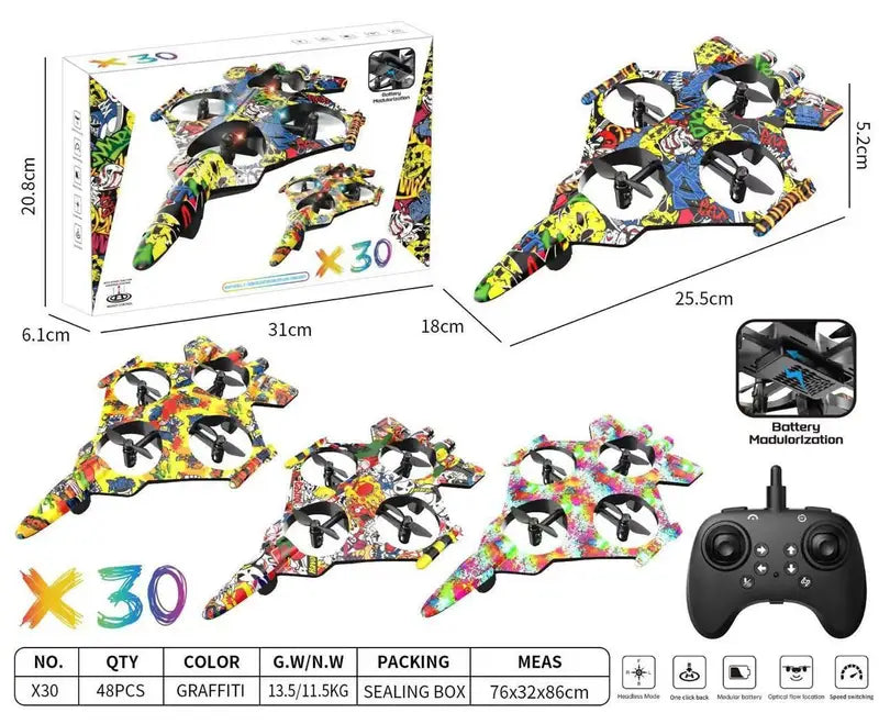 Stealth Fighter RC Drone 4-Propeller Quadcopter | Lightweight Remote Control Aircraft Toy Drone for Kids & Adults (Copy)