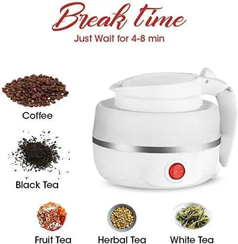 Portable Foldable Electric Kettle 600ML | Travel Electric Kettle with Food-Grade Silicone Body | Fast Boiling Collapsible Water Heater for Tea, Coffee & Travel