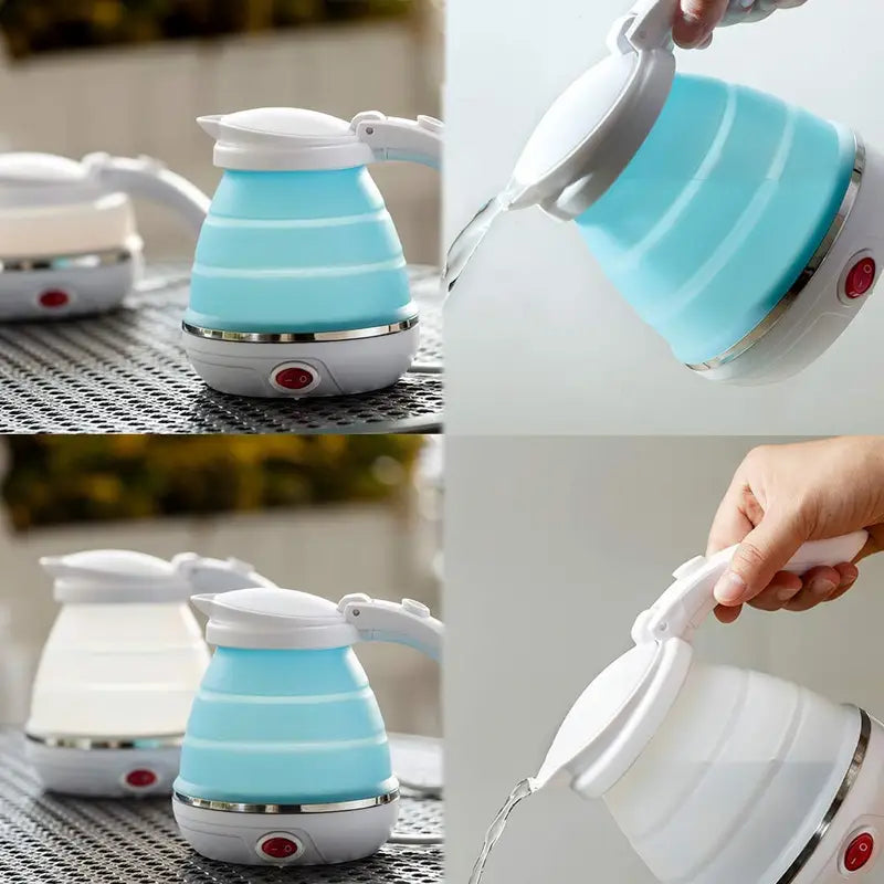 Portable Foldable Electric Kettle 600ML | Travel Electric Kettle with Food-Grade Silicone Body | Fast Boiling Collapsible Water Heater for Tea, Coffee & Travel