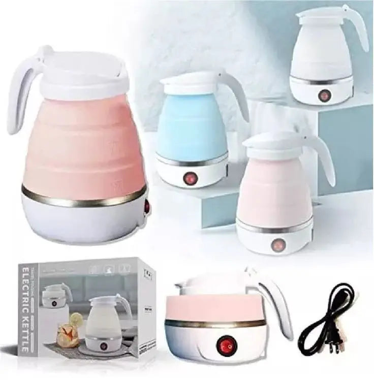Portable Foldable Electric Kettle 600ML | Travel Electric Kettle with Food-Grade Silicone Body | Fast Boiling Collapsible Water Heater for Tea, Coffee & Travel