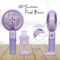 Portable Rechargeable Handheld Fan with 6 Speed Modes, 1800mAh Battery, USB Type-C Charging & Detachable Base – Mini Personal Cooling Fan for Travel, Office & Home