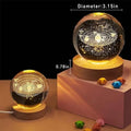 3D Solar System Crystal Ball Night Light with LED Wooden Base – Engraved Glass Globe USB Powered Decorative Lamp for Bedroom, Office & Gifts