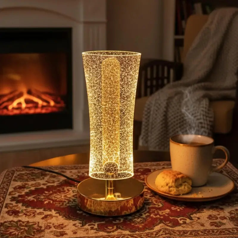 Modern Crystal LED Table Lamp with 3 Color Modes – USB Rechargeable Touch Control Bedside Lamp for Bedroom, Living Room & Home Décor