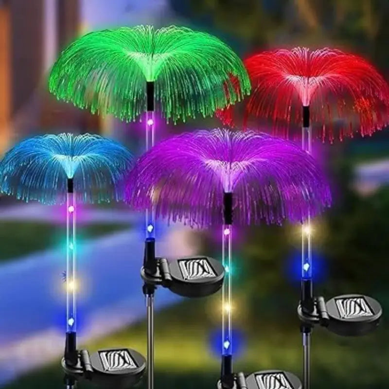 Solar Fiber Optic Garden Lights – Color Changing LED Solar Pathway Lights for Outdoor Garden, Lawn, Patio & Landscape Decoration