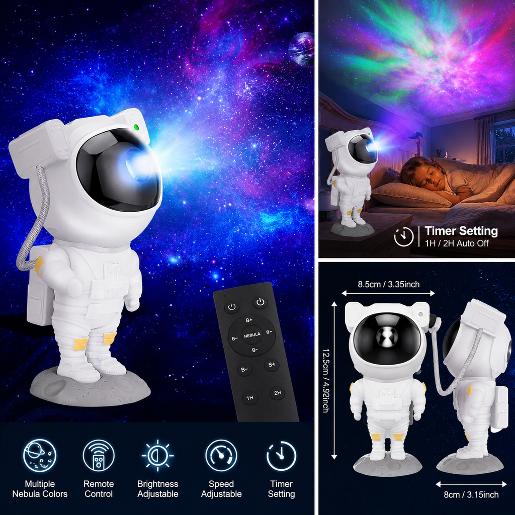 Astronaut Galaxy Star Projector Night Light with Remote Control – Nebula Space Projector for Bedroom, Kids Room, Gaming Room & Home Decor